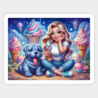 Stitch and Mom Ice Cream Fantasy Sticker